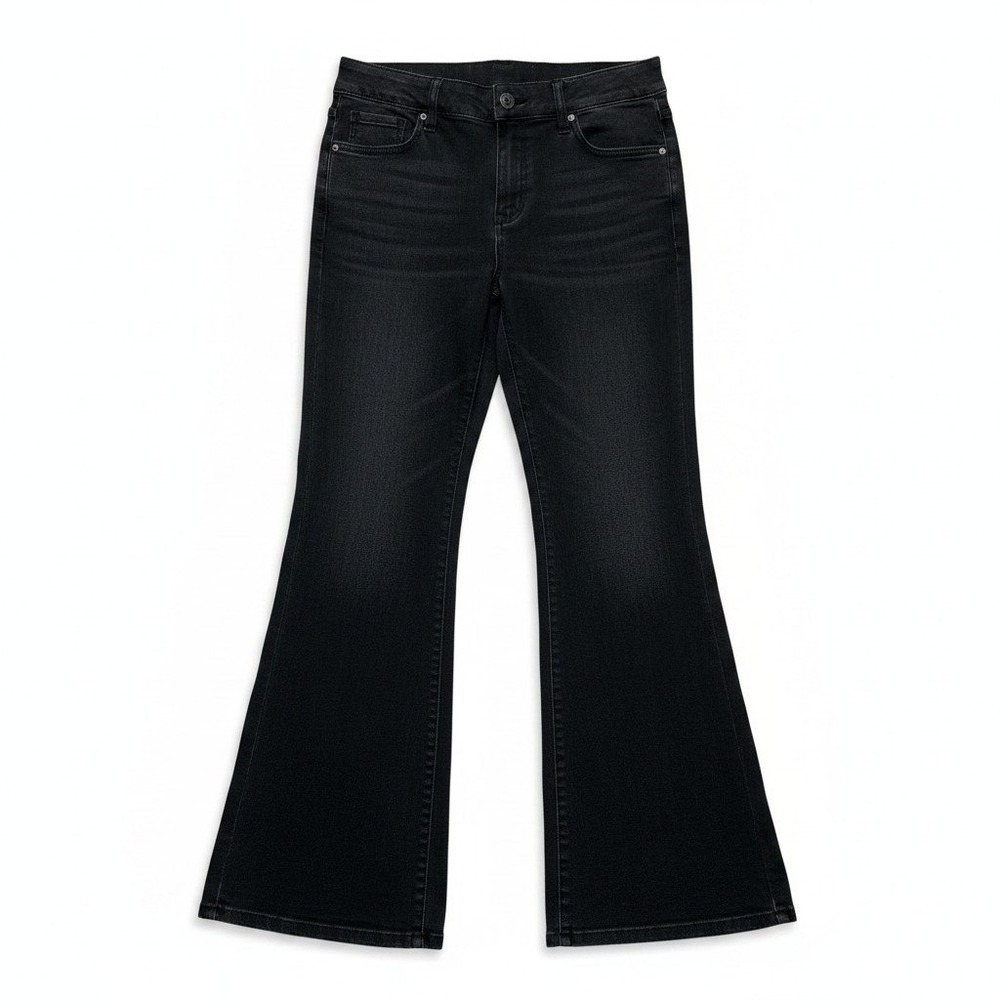 Spanx Womens 1X Black Flare Jeans High Rise Pull On Denim Slimming Casual Boho